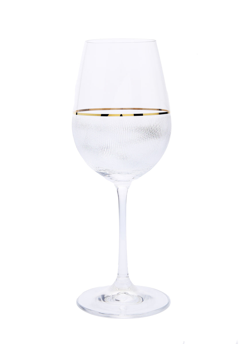 Set of 6 Modern Water Glasses with Gold Strip and Design – Trendsettings
