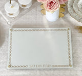 Chain design leather challah board #864