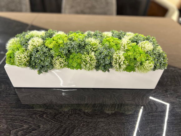 Square White Vase With Greenery