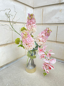 Pink Flower Arrangement with Clear Vase