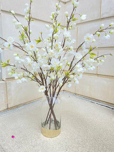 White Blossom with Clear Vase