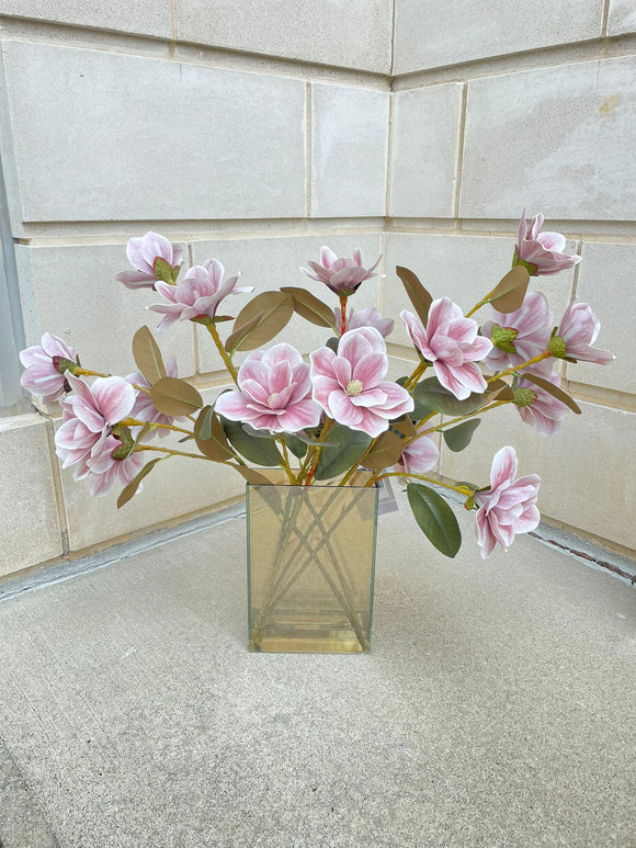 Pink Flower Arrangement with Colored Vase