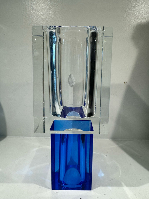 Crystal vase with blue base #2302