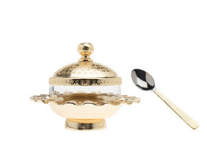 Ripple Gold Jam Jar with Spoon - Godinger