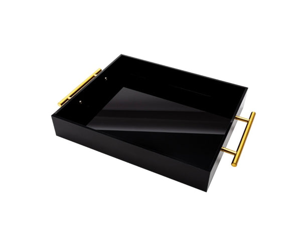 lucite black tray 16x12x2
