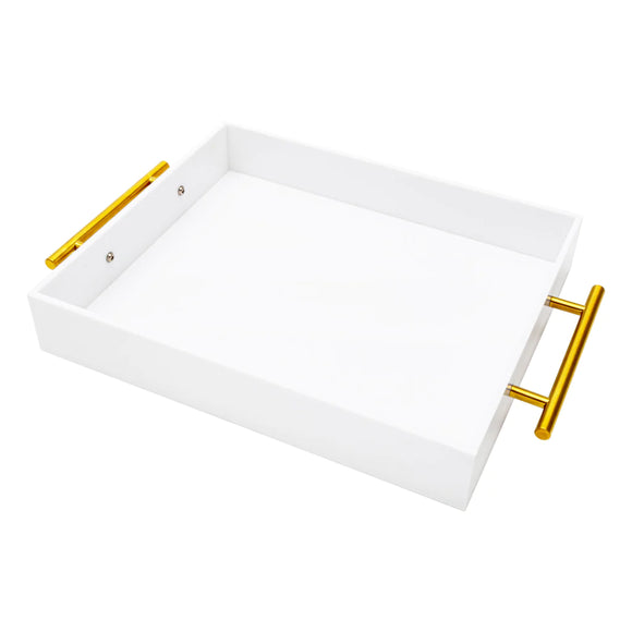 Lucite white tray 20x14x2