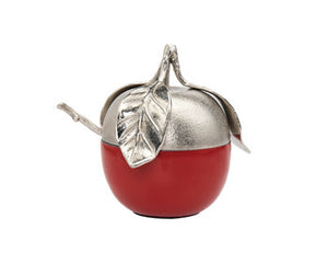 Red and Silver Apple Honey or Jam Dish - Godinger