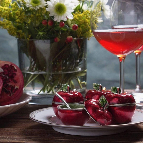 Quest Mini Red Apple Honey Dish Set of 4