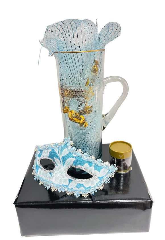 PURIM SPECIAL Blue and gold pitcher - Shaloch Manos #332