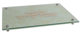 Glass Tray - Beige Marble 11.5"X15" With Gold Shabbos Kodesh Plate