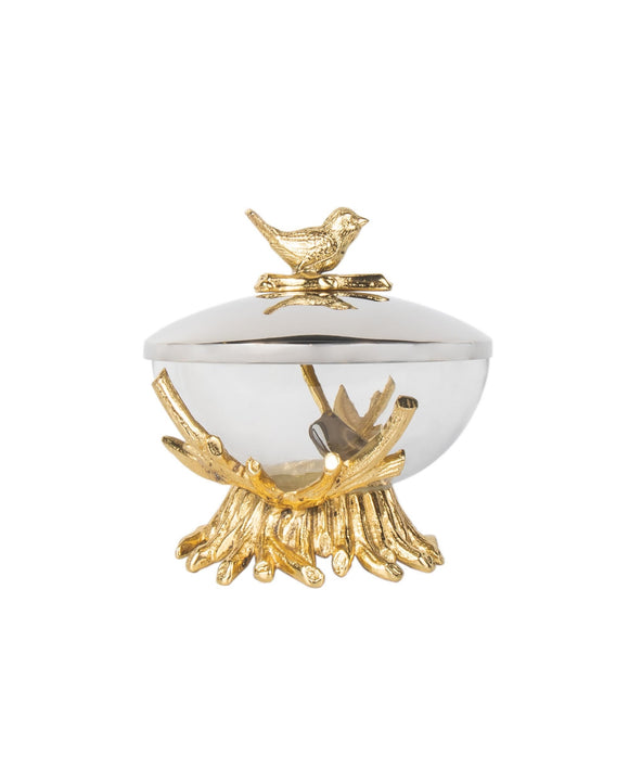 Golden branch honey dish with spoon #7