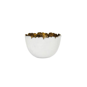 4" White/Gold Snack Bowl