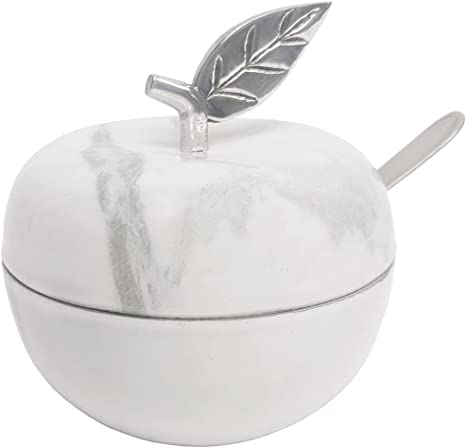 White marble apple honey dish #6