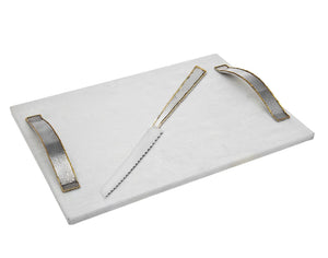Golden Frost White Challah Board/Knife