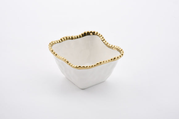 Square White and Gold Dip bowl