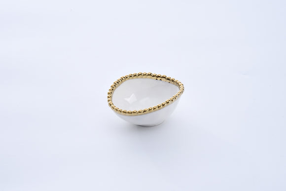 Porcelain white and gold dip dish