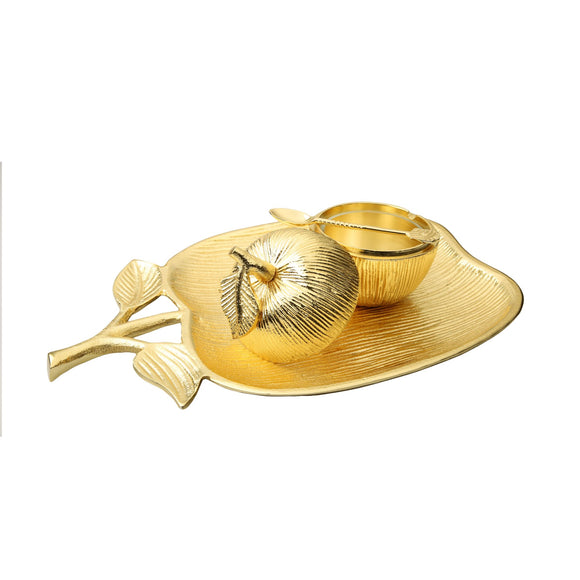 Large gold apple with plate #1
