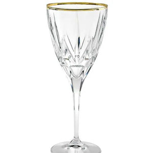 Set of 6 wine glasses with gold rim