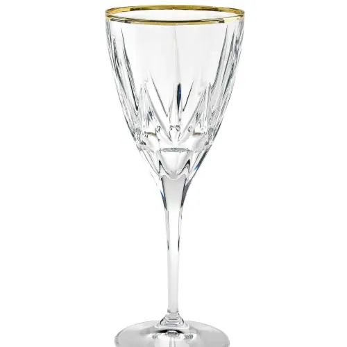 Set of 6 wine glasses with gold rim