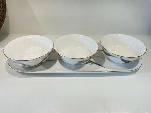 Marbelized white dip set