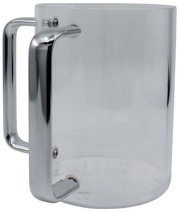 Lucite washing cup with shiny silver handles