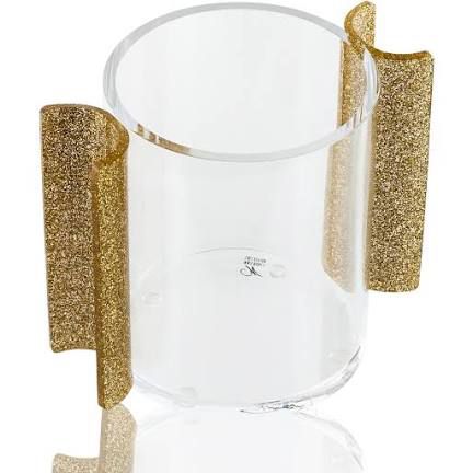 Lucite washing cup with gold sparkly handles