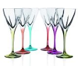 Set of 6 stemware with colorful stem