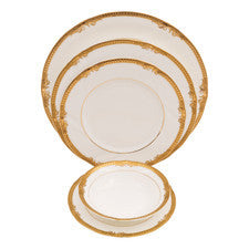 IVY-GOLD  BONE CHINA 20  PCS PLACE SETTINGS WITH  DESERT BOWL AND BREAD & BUTTER  PLATES (NO CUPS & SAUCER)