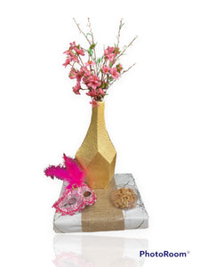 gold vase with flowers - #632