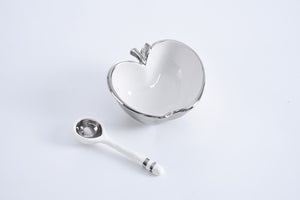 Porcelain apple honey dish with spoon #12