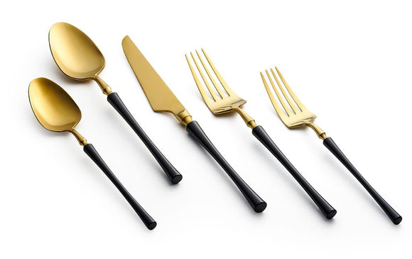 Kadra 18/10 black and gold flatware set of 4