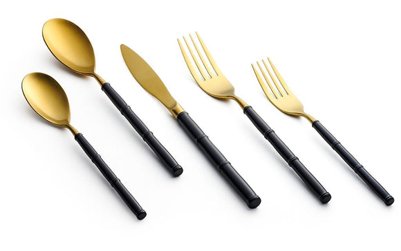 Kadra 18/10 black and gold flatware set of 4