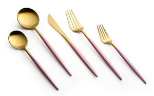 Kadra 18/10 gold and pink flatware set of 4
