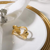 Set of 4 gold leaf napkin ring