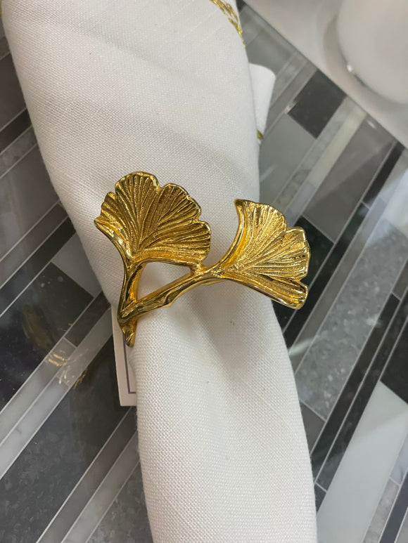 Set of 4 gold leaf napkin ring