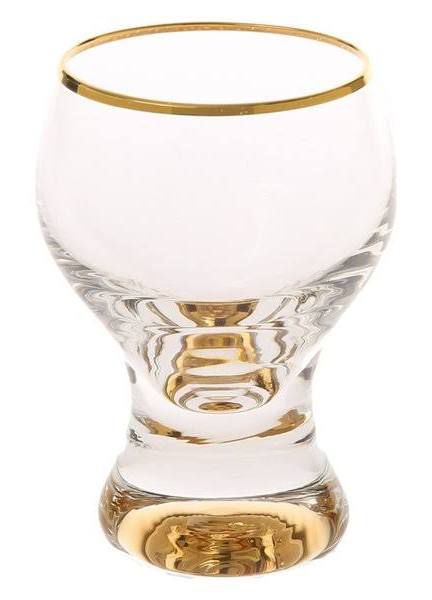 Set of 6 liqour glasses with gold rim and bottom