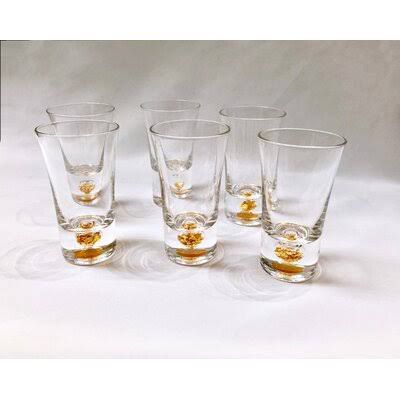 Set of 6 shot glasses with gold ball