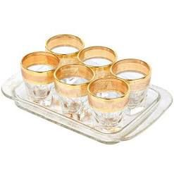 Set of 6 shot glasses with tray