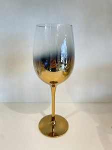 Modern  Black & Gold Stemmed Wine Glasses, Set of 6