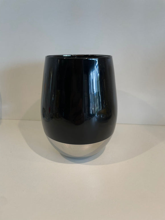 Black & Silver Stemless Wine Glasses, Set of 6