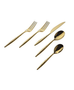 Gold hammered flatware 20 piece set