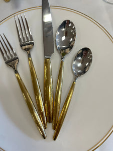 Gold hammered service for 4