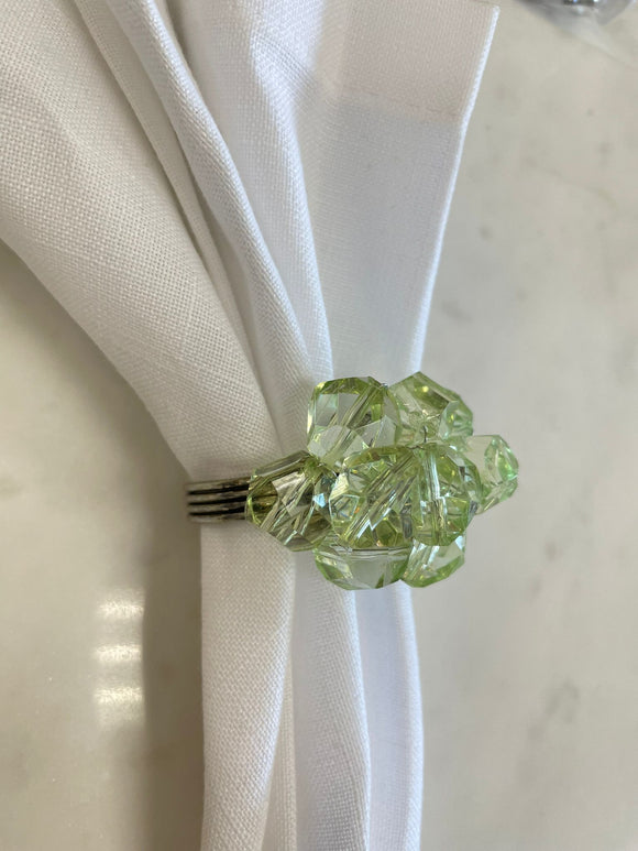 Green Crystal Napkin Ring Set of 12