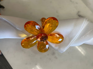 Orange Flower Napkin Ring Set of 12