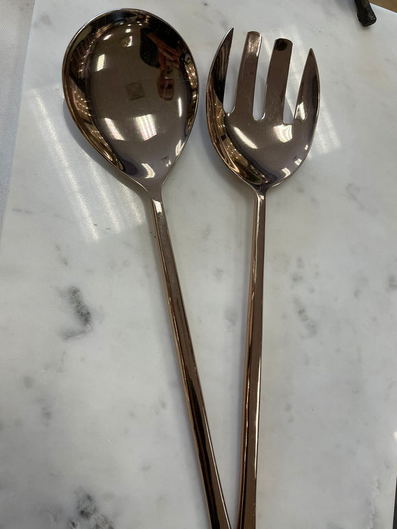 Bronze stainless steel salad servers