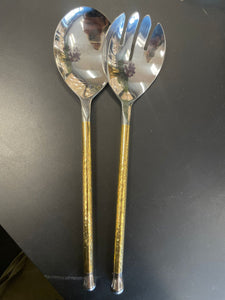 Hammered gold salad servers