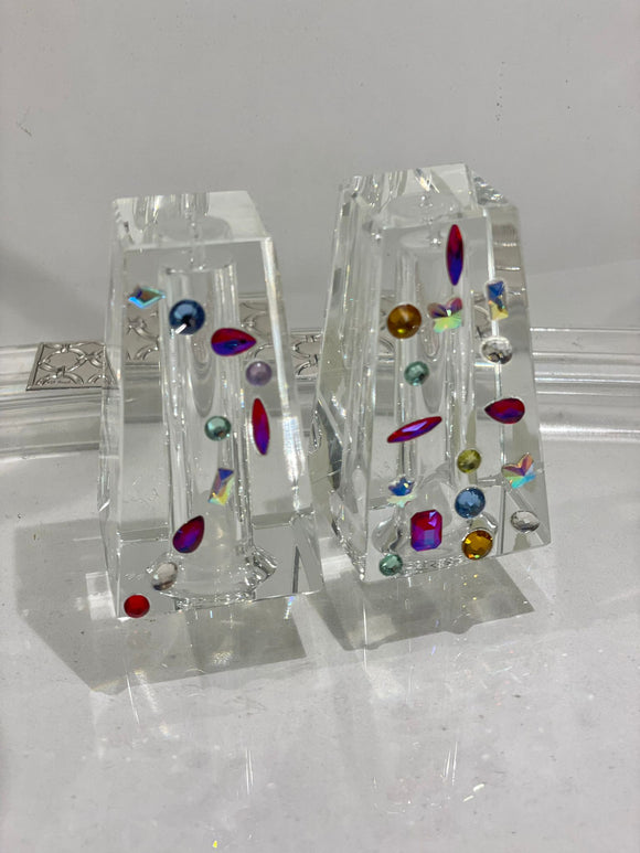Salt and pepper shakers with colorful stones
