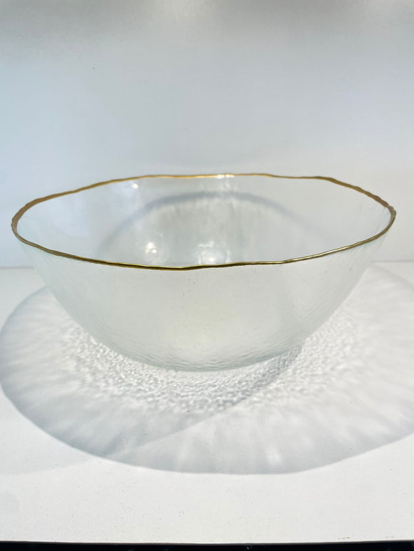 Large Glass Salad Bowls, Glass Serving Bowls, Gold