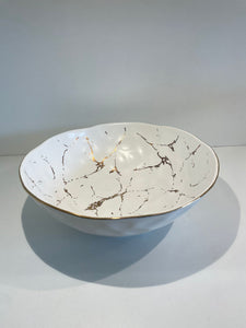 Medium porcelain salad bowl with gold design