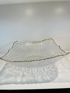 Large Chrushed square salad bowl with gold